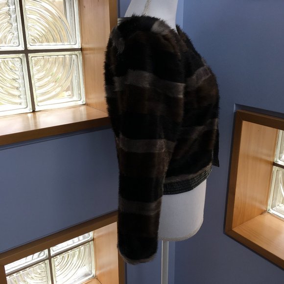 Nana Nucci Striped Faux Fur Jacket Size 2 - Picture 7 of 10